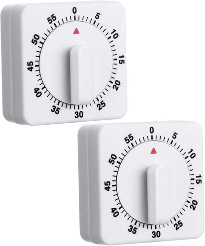 Weewooday 2 Pieces 60 Minute Visual Kitchen Timer Hour Mini Countdown Mechanical Timer Loud Voice for Kitchen, Homework, Exercise
