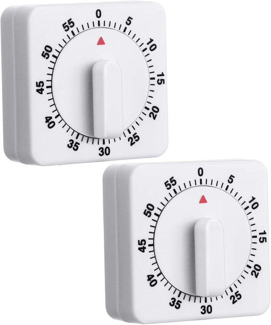 Weewooday 2 Pieces 60 Minute Visual Kitchen Timer Hour Mini Countdown Mechanical Timer Loud Voice for Kitchen, Homework, Exercise