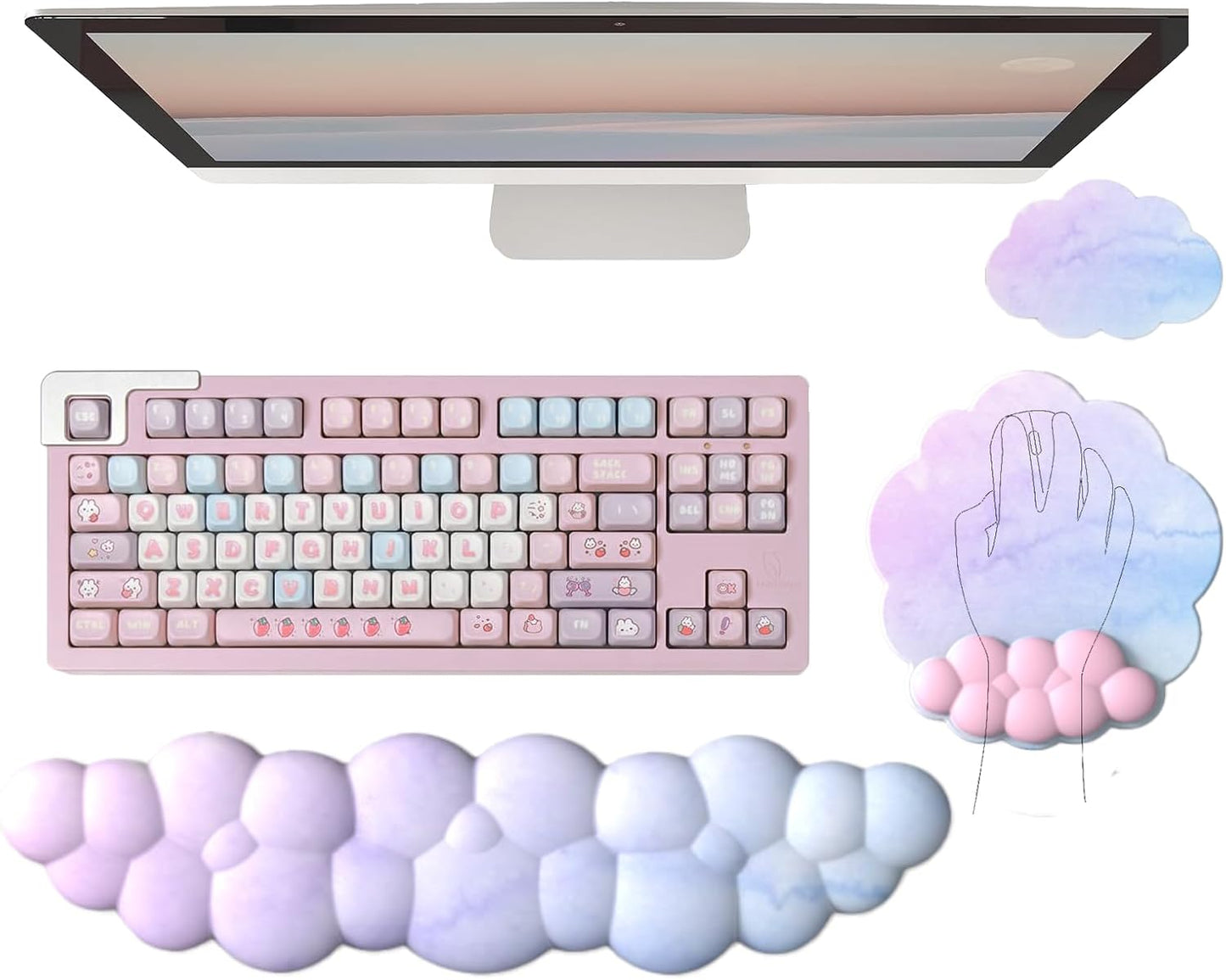 Cloud Keyboard Wrist Rest Dark Green Mouse Pad with Wrist Rest Ergonomic Wrist Pad Memory Foam Non-Slip Wrist Support for Computer Laptop Gaming Home Office Relief Typing Pain Green