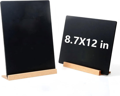 7.9x5.1 Desktop Chalkboard Sign with Wood Base, Message Board Menu Board Chalkboard for Shop Wedding Kitchen Home Party (3 Pack 7.9x5.1)