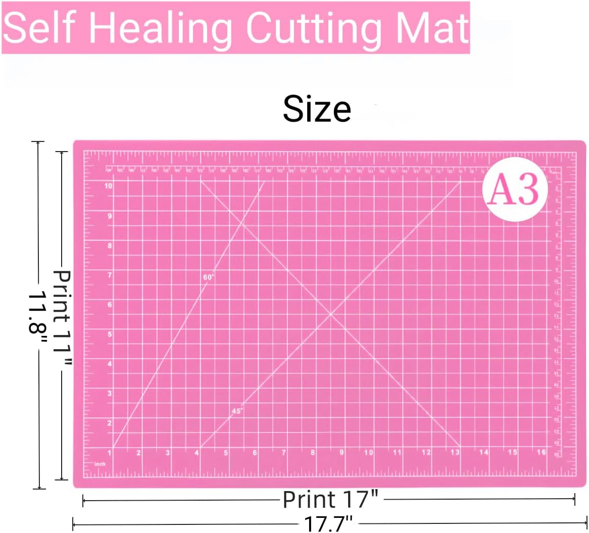 18"x24" Self Healing Cutting Mat, Sewing Mat for Crafts, Double Sided 5-Ply Table Cutting Board for Fabric Quilting Leather Modeling Hobby Project, Turquoise