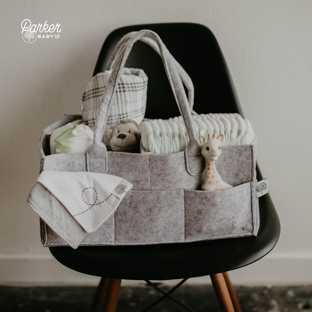 Parker Baby Diaper Caddy - Nursery Storage Bin and Car Organizer for Diapers and Baby Wipes - Oatmeal, Regular