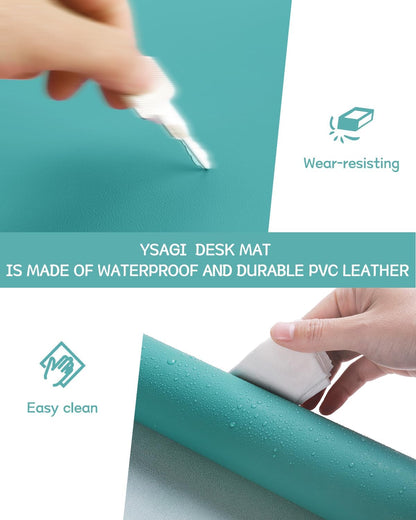 YSAGi Non-Slip Leather Desk Pad, Waterproof Laptop Computer Desk Keyboard Mat, Table Protector Blotter Mat, Large Mouse Pad for Office/Work/Home/Decor(Black, 31.5" x 15.7")