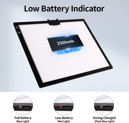 Rechargeable A4 Light Pad with Innovative Stand and Top Clip, Elice Wireless Bright Light Tracing Board Portable LED Artcraft Tracer Box for Artists, Drawing, Cricut Weeding Vinyl, Diamond Painting