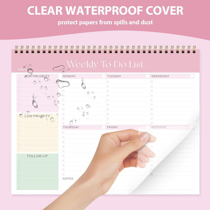 Weekly To Do List Notepad, Undated Planner with 52 Sheets (8.5''x11''), Desk Weekly Planner for Women & Man, Home School & Work