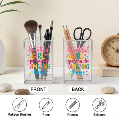 The Makeup Artist Acrylic Cosmetic Pencil Pen Holder, Funny Vanity Accessories for Girls, Makeup Brushes Holder for Beauty Specialist Esthetician, Make Up Artist MUA Appreciation Gifts