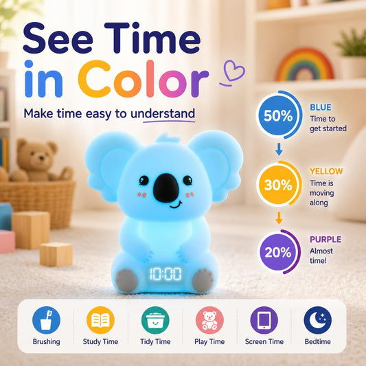 Koala Timer Pal Visual Timer for Kids/Adults with Audio Time Management Tool, Color-Changing Visual Countdown, Fun Adults/Kids Timer Visual for Classroom/Home/Calming Corner