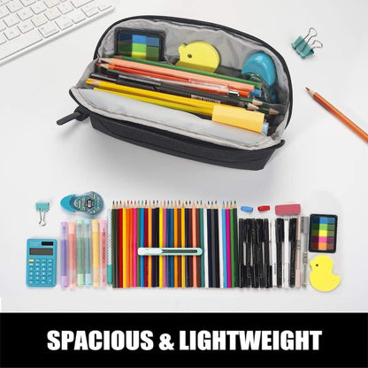 Sooez Wide-Opening Pencil Pen Case, Lightweight & Spacious Pencil Bag Pouch Box Organizer, Aesthetic Supply with Triangular Design for Adults, Grey