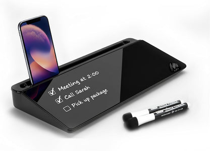 Glass Desktop Whiteboard with Storage Drawer – Premium Dry Erase Board for Desk Notes, Planning & Organization