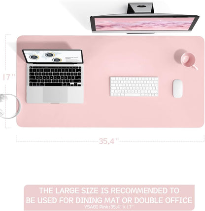 YSAGi Non-Slip Leather Desk Pad, Waterproof Laptop Computer Desk Keyboard Mat, Table Protector Blotter Mat, Large Mouse Pad for Office/Work/Home/Decor(Black, 31.5" x 15.7")