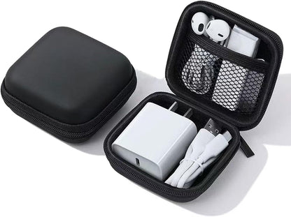 Charger Case,Mini Cable Organizer Cases,Pouch Case Bag,Small Charger Organizer,Waterproof Travel Storage Carrying Bag for USB Drives,Power Adapter,Earphones,Cords etc,Square,Black