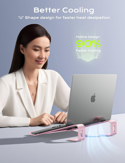 JCZT Clear Acrylic Laptop Stand for Desk, with Wrist Rest, Ergonomic Detachable Mount Compatible with 10-17'' All Laptops Such as MacBook Air Pro/HP/Dell/Lenovo