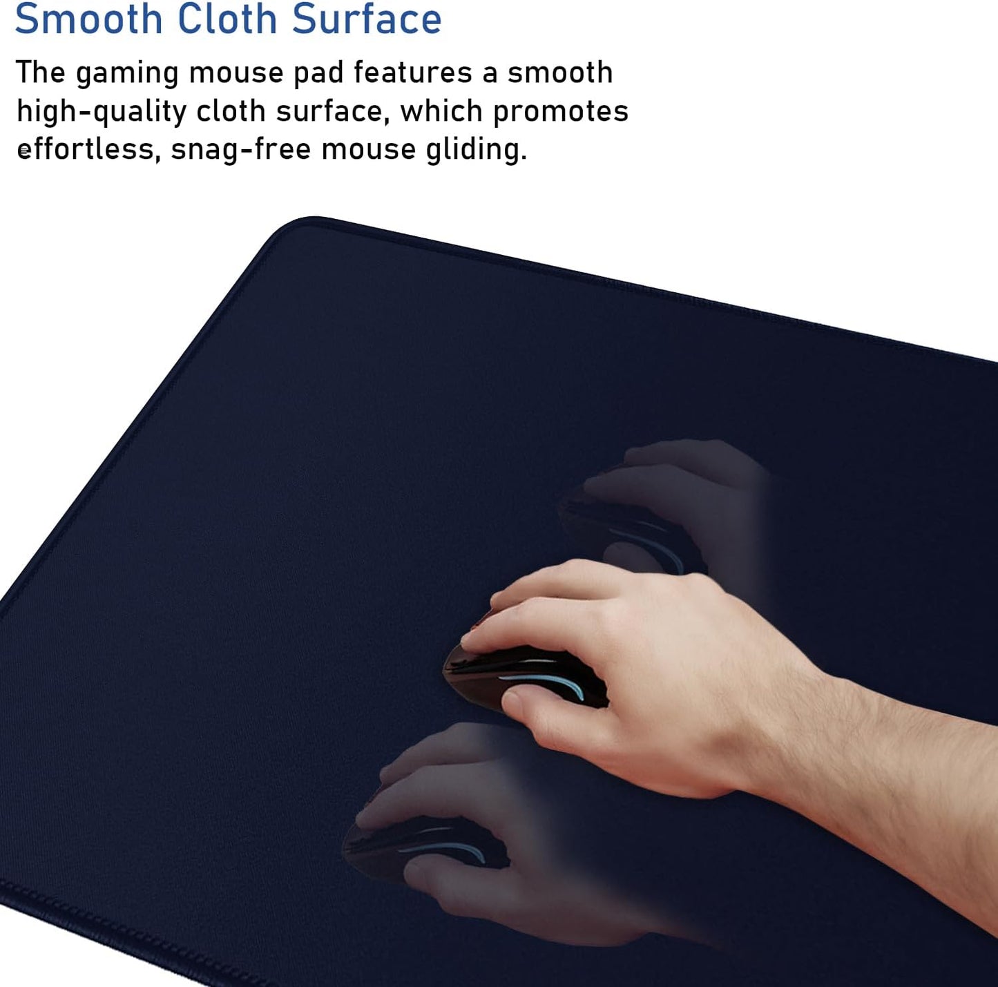 Large Extended Gaming Mouse Pad with Stitched Edges, (31.5X15.7In) Durable Non-Slip Natural Rubber Base, Waterproof Computer Keyboard Pad Mat for Esports Pros/Gamer/Desktop/Office/Home-Black