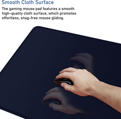 Large Extended Gaming Mouse Pad with Stitched Edges, (31.5X15.7In) Durable Non-Slip Natural Rubber Base, Waterproof Computer Keyboard Pad Mat for Esports Pros/Gamer/Desktop/Office/Home-Black