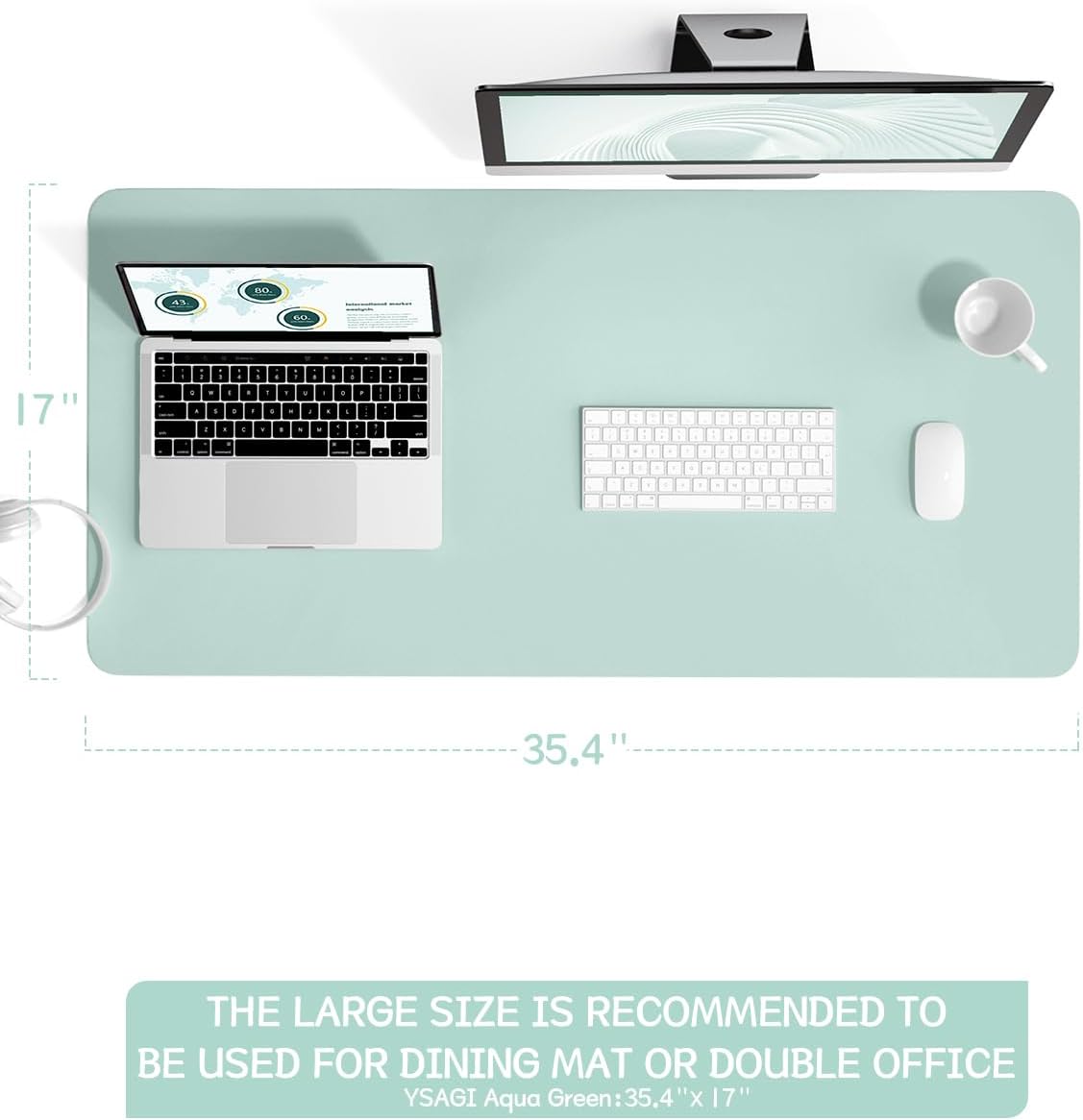 YSAGi Non-Slip Leather Desk Pad, Waterproof Laptop Computer Desk Keyboard Mat, Table Protector Blotter Mat, Large Mouse Pad for Office/Work/Home/Decor(Black, 31.5" x 15.7")