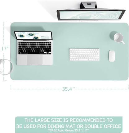 YSAGi Non-Slip Leather Desk Pad, Waterproof Laptop Computer Desk Keyboard Mat, Table Protector Blotter Mat, Large Mouse Pad for Office/Work/Home/Decor(Black, 31.5" x 15.7")