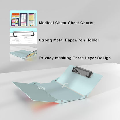 Foldable Nursing Clipboard with Storage - Portable & Compact Medical Clipboard for Nurses, Doctors, and Students - Includes Medical Reference Cheat Sheets and Pen Holder(Purple)