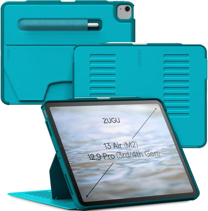 Zugu Case for iPad Air 13 Inch M4 2026, M3 2025 & M2 &/12.9 inch (3rd/4th Gen), Slim Protective Cover with Apple Pencil Charging & Storage, Auto Wake/Sleep, Multiple Viewing Angles (Black)