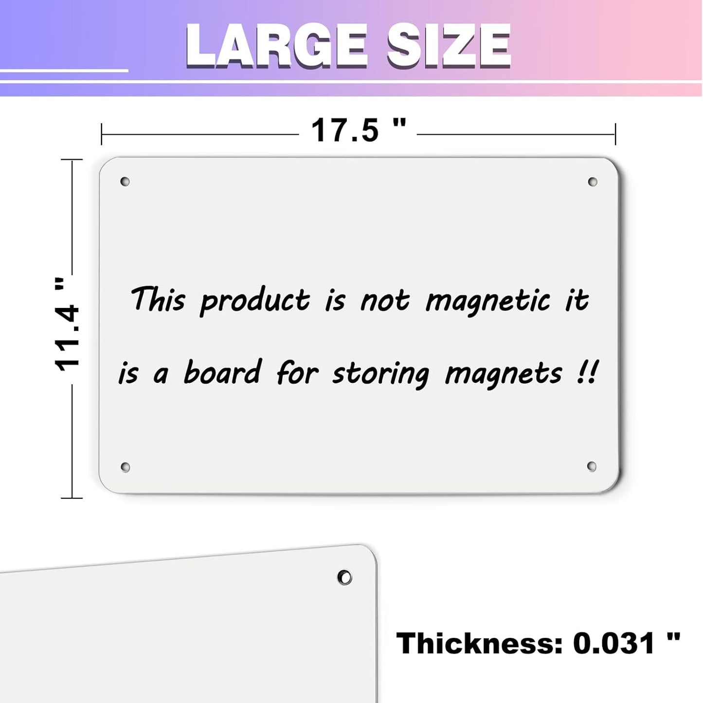 2Pack Black Magnetic Board,17.5" x 11.4" Magnet Bulletin Board to Display Magnetic Notes, Poetry, Photos, Suitable for Wall, Refrigerator, Cabinet etc, Come with 8 Pcs Dual Lock Tape and Screws