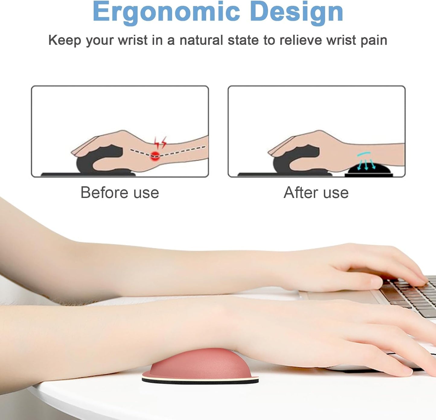 Dapesuom Enlarge Keyboard Wrist Rest, Memory Foam Keyboard Wrist Cushion for Computer Desk Mats Support, Pain Relief Ergonomic Mouse Pad Rests with Non-Slip Base for Gaming, Laptop, Radiant Orchid
