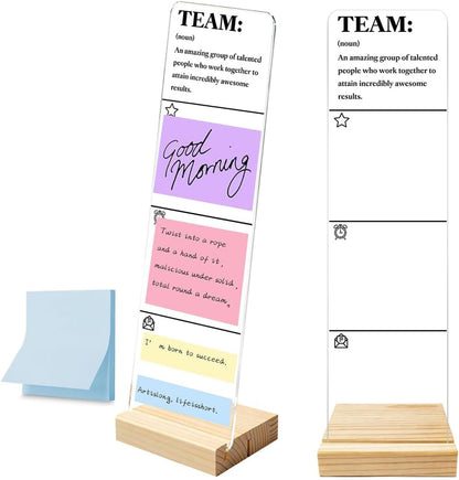 Monitor Memo Board with Removable Wooden Base Acrylic Portable Sticky Note Holder, It's Fine I'm Fine Everything is Fine Logo Office Desk Desk Set Sticky Notes 100 Sheets