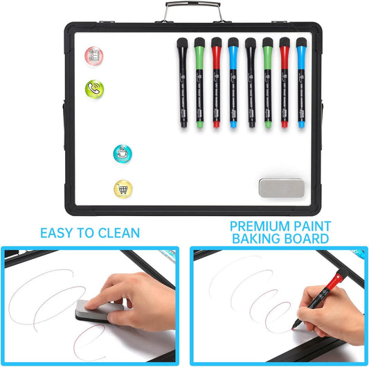 Small Dry Erase White Board - TSJ OFFICE 12" x 16" Mini Easel Desktop Double Sided Whiteboard, Portable Magnetic Board on Table Top with Holder for Drawing, Teacher Instruction, Memo Board