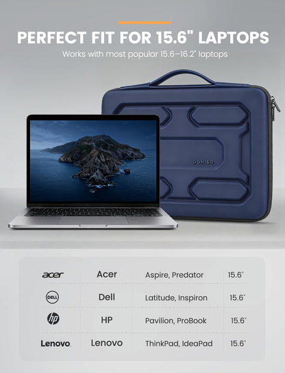 DOMISO 15.6 inch Laptop Sleeve with Handle Shockproof Computer Bag Waterproof EVA Protective Carrying Case for 15.6" Lenovo Yoga 720 IdeaPad 310 320 ThinkPad T570/Dell Inspiron 15/HP Envy 15, Black