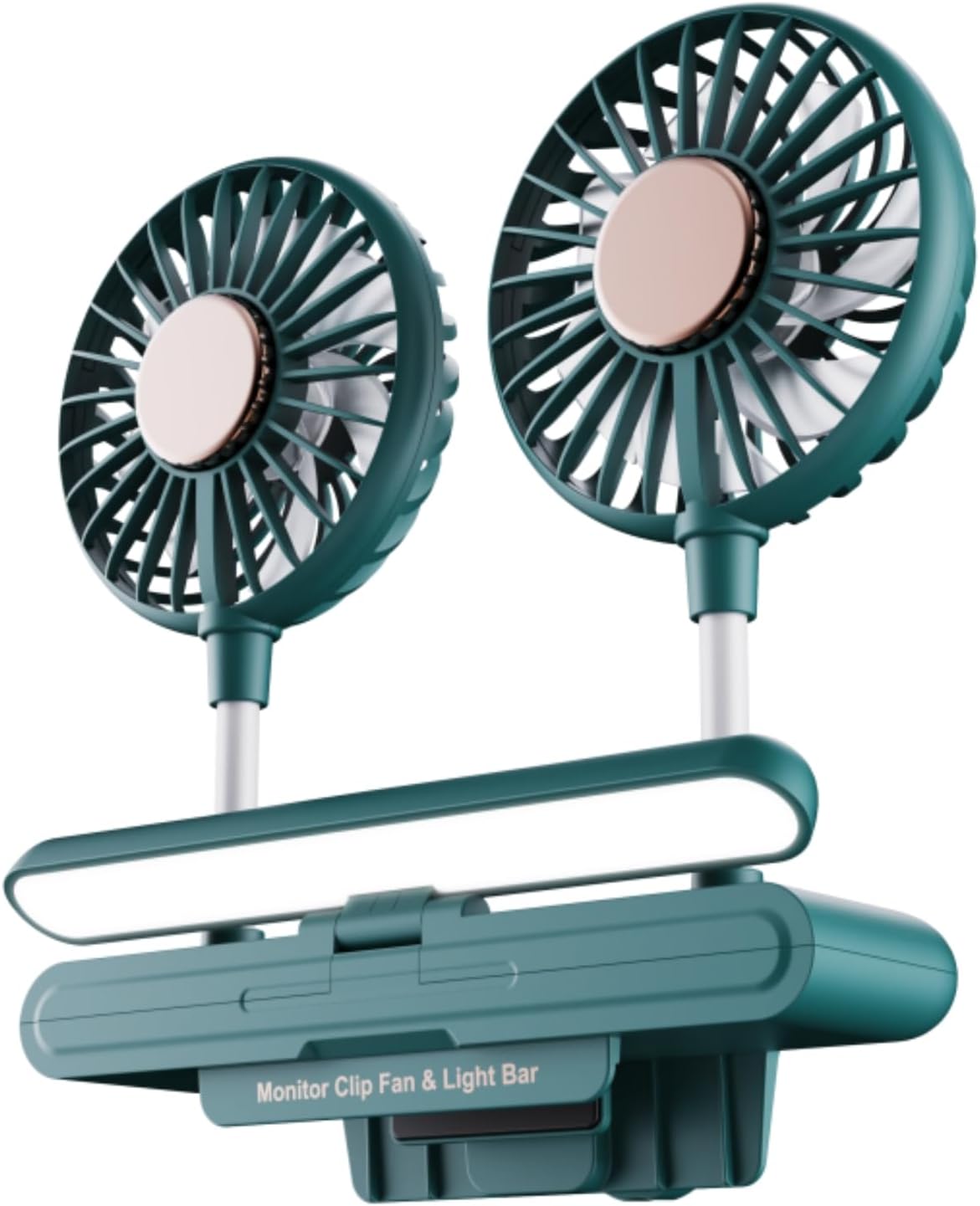 Binguowang Monitor Fan with Clamp & Light Bar Desk Lamp with fan for Office mini Desk fan small quiet with lamp for PC Laptops Tablet for Home Office Portable Working Reading Stand Lamp (Dark Blue)