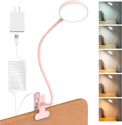 LiFMIRA Clip-on Lamp Reading Light - 5 Color Modes, 10 Brightness Levels, 8W, 66 LED, Eye-Caring Metal Clamp Light with Gooseneck for Bed, Headboard, Desk, Video Conferencing, Makeup