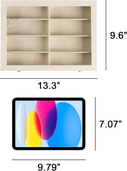 Frebeauty Sunglass Organizer,Velvet Glasses Organizer,8-Slot Sunglasses Tray for Drawer, Men's/Women's Sunglasses Box, Glasses Holder for Watch Stackable Eyeglass/Eyewear Display Tray(Beige)