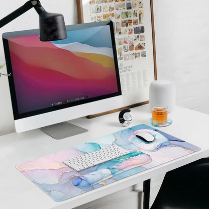 WB WEIRDBEAST Keyboard Wrist Rest Large Mouse Pad Wrist Support for Computer, 4 in 1 Memory Foam Keyboard Pad Desk Mat Ergonomic Hand Rest Wrist Cushion for Home Office Gaming-Pink