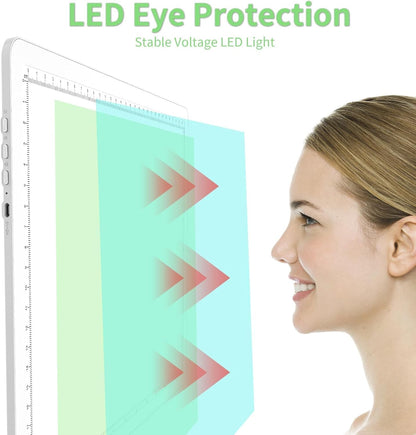 KOBAIBAN A3 Magnetic Light Pad with Bag, Rechargeable Diamond Art Light Board with Side Physical Buttons, 3 Color Light Modes Super Bright Light Table Light Box for Tracing, Drawing, Sketching (White)