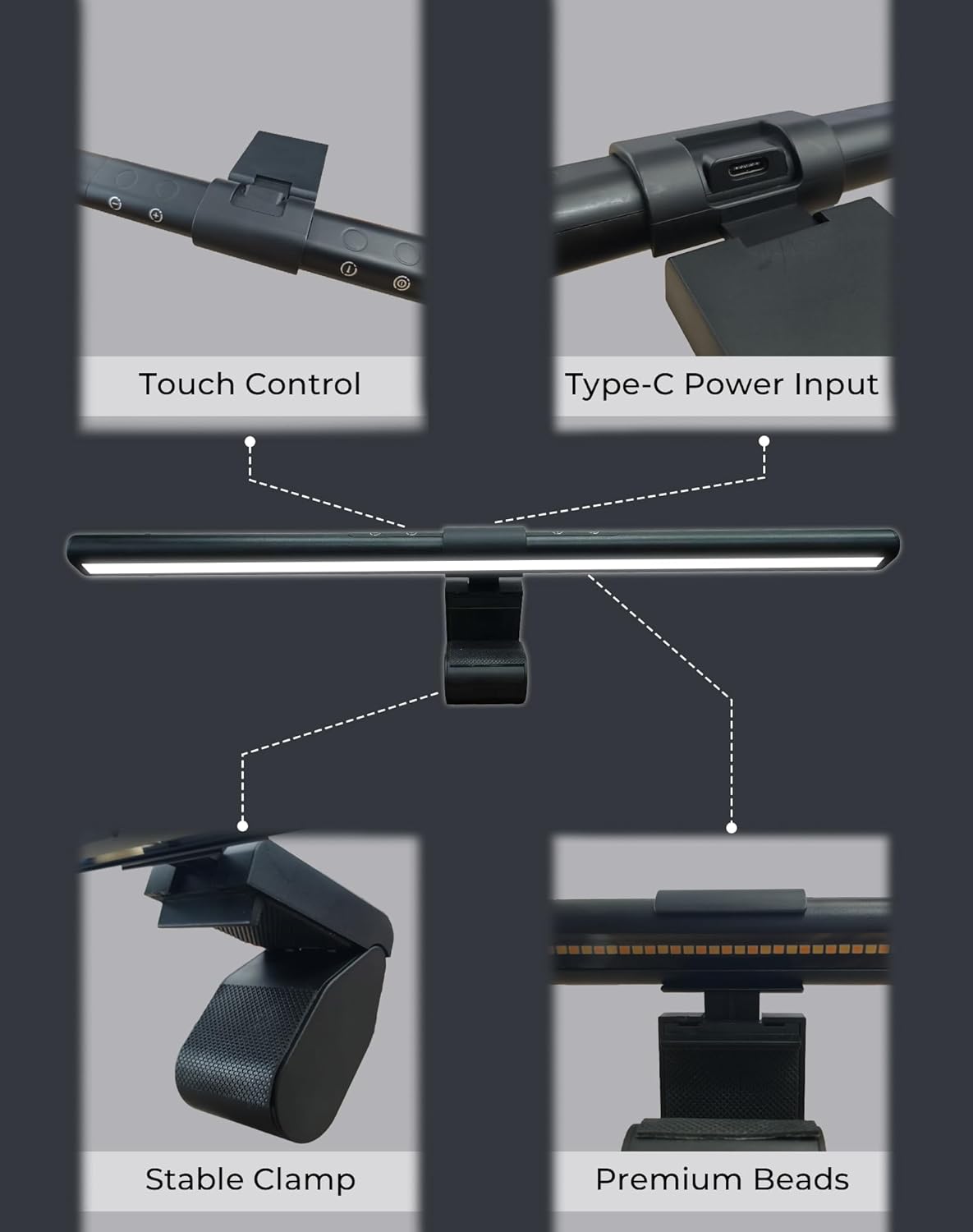 RGB Monitor Light Bar with Wireless Remote, Dual-Source Gaming Computer Lamp for Curved & Flat Monitors (0.39"-1.18"), Ambient Backlight, Stepless Dimming (Ra95), No Glare Desk Setup