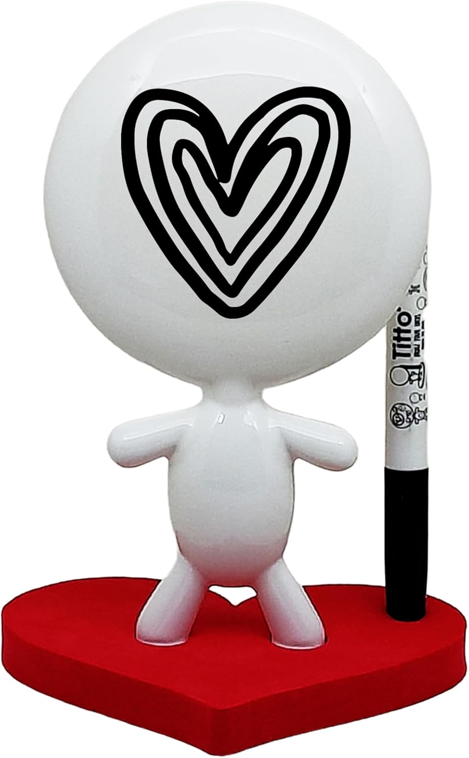 Dry Erase Board - TITTO in Love, Draw Your Ideas - Ceramic Doll - Black Office Design Desk - Coworkers Office Home Gift (Black)