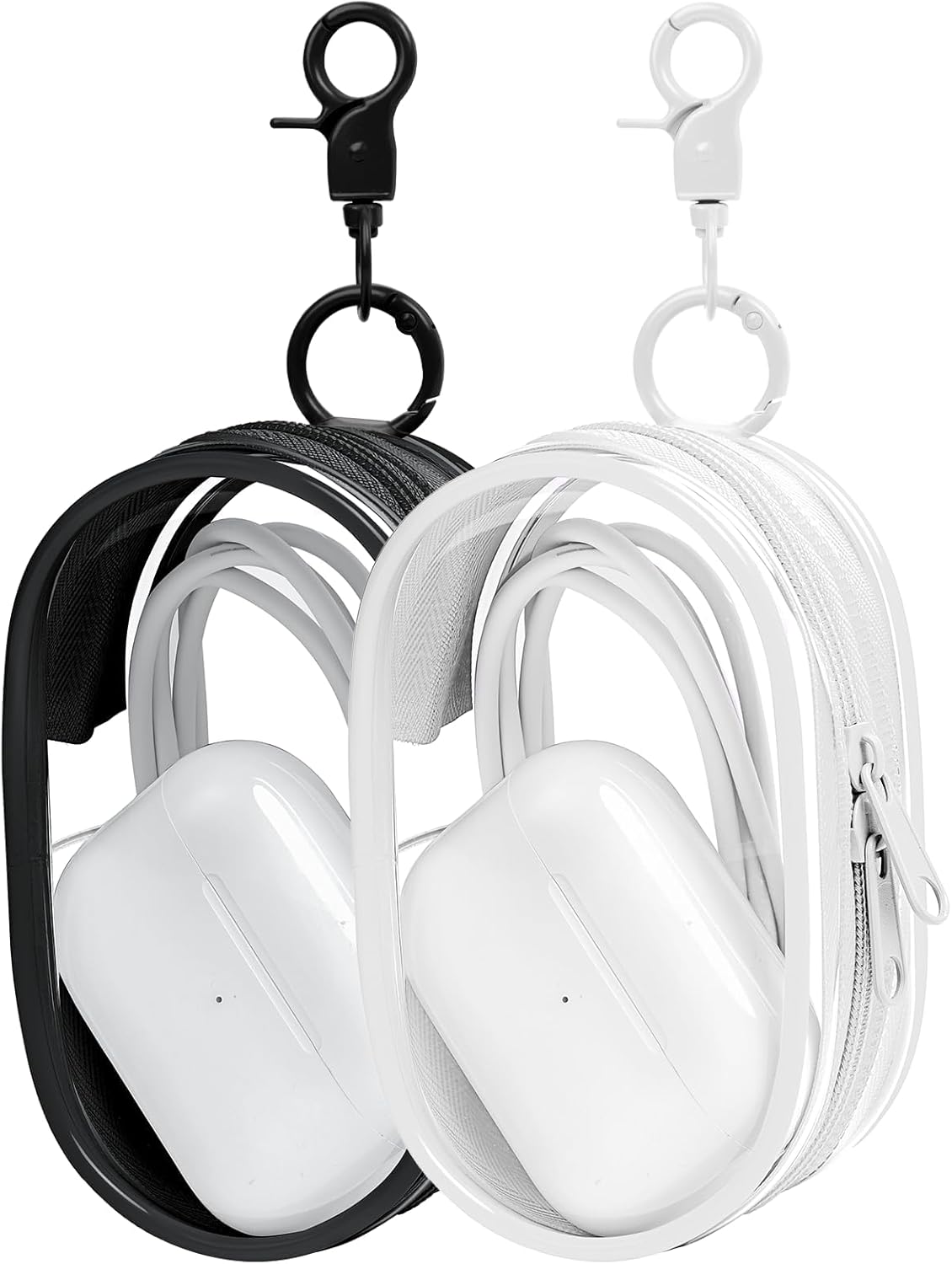 Linsaner 1|2|4 Pack Available Storage Bag for Organizing Data Cables, Earphone, Chargers, Keys, Change, Blind Box Doll Transparent Display Bag, Tech Pouch (Black, 1 Pack)
