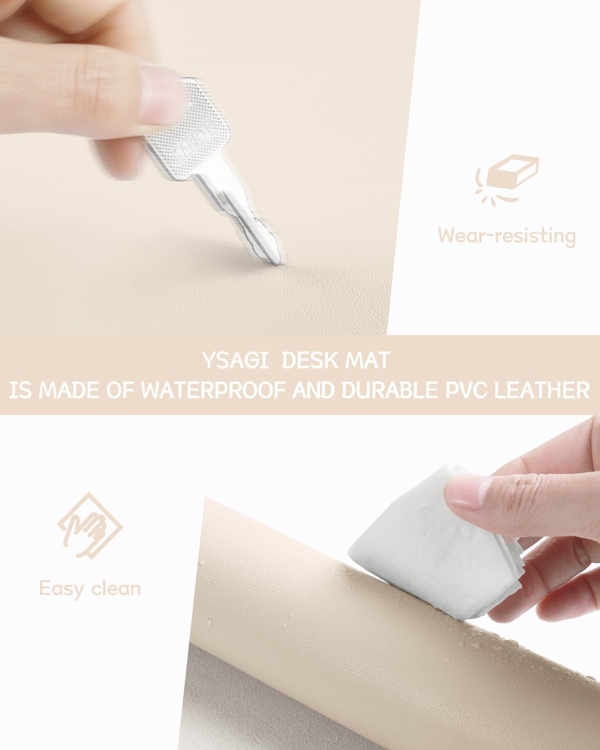 YSAGi Non-Slip Leather Desk Pad, Waterproof Laptop Computer Desk Keyboard Mat, Table Protector Blotter Mat, Large Mouse Pad for Office/Work/Home/Decor(Black, 31.5" x 15.7")