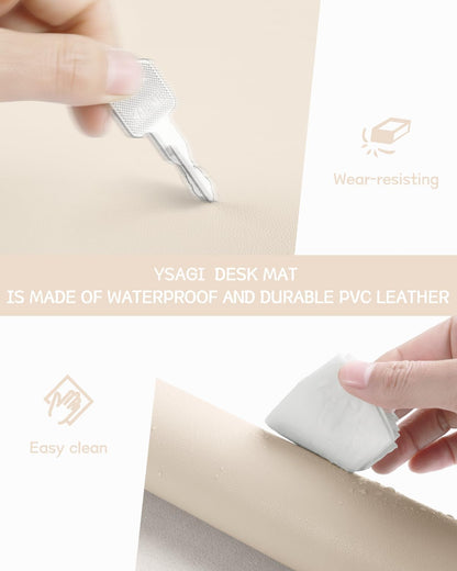 YSAGi Non-Slip Leather Desk Pad, Waterproof Laptop Computer Desk Keyboard Mat, Table Protector Blotter Mat, Large Mouse Pad for Office/Work/Home/Decor(Black, 31.5" x 15.7")
