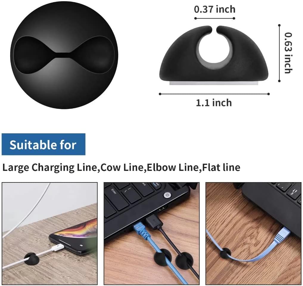CHEFBEE 8 Pack Adhesive Cable Clips, Cable Cord Holder Organizer Management System for Desk, Wire Clips for All Your Computer, Electrical, Charging or Mouse Cord, White