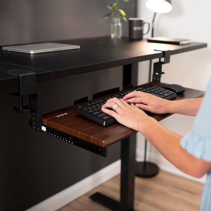VIVO Large Height Adjustable Under Desk Keyboard Tray, C-clamp Mount System, 27 (33 Including Clamps) x 11 inch Slide-Out Platform for Typing, White, MOUNT-KB05HW