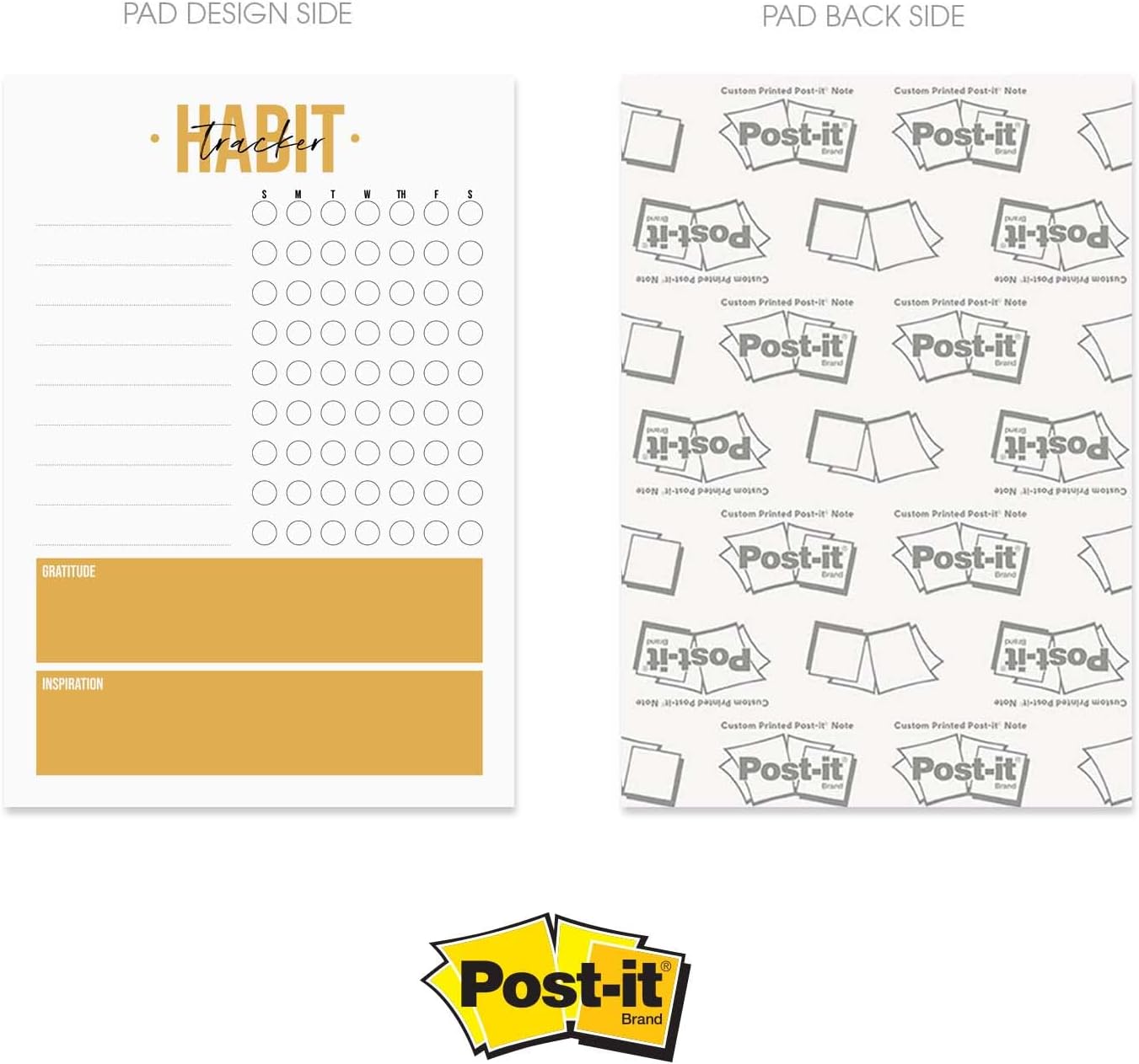 Modern Habit Tracker Sticky Note Pad / 50 Sheets / 8" x 11.5" Positive Habit List Sticky Notes/Weekly Accountability Checklist/Made in The USA