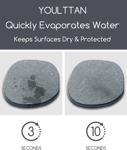 Diatomaceous Earth Coasters,3.9"x3.9", Quick-Dry, Absorbent, Heat-Resistant, Modern Stone Design, Dark Gray, Irregular Shape (2, Grey)