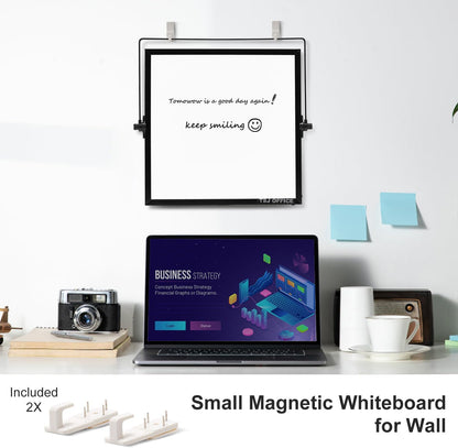 TSJ OFFICE Small White Board - 12 X 16 Inches Small Magnetic Dry Erase Board with Hooks for Wall, Desktop Whiteboard Stand 360 Degrees Revolving Double Sided for Office, Home, School, Silver
