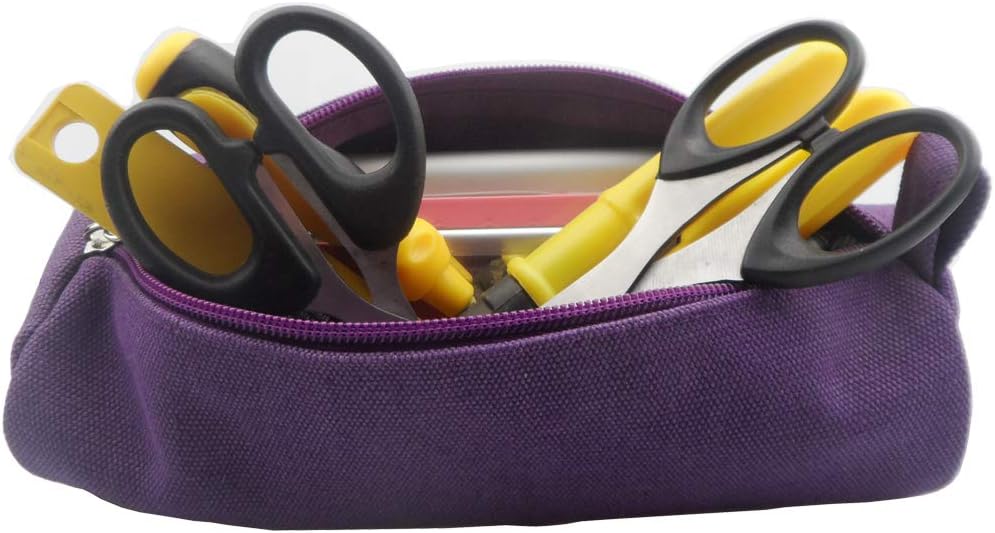 Heavy Canvas Stationery Portable Compact Simple Zipper Pencil Case and Durable Small Medicine Bag 1 Pack Khaki