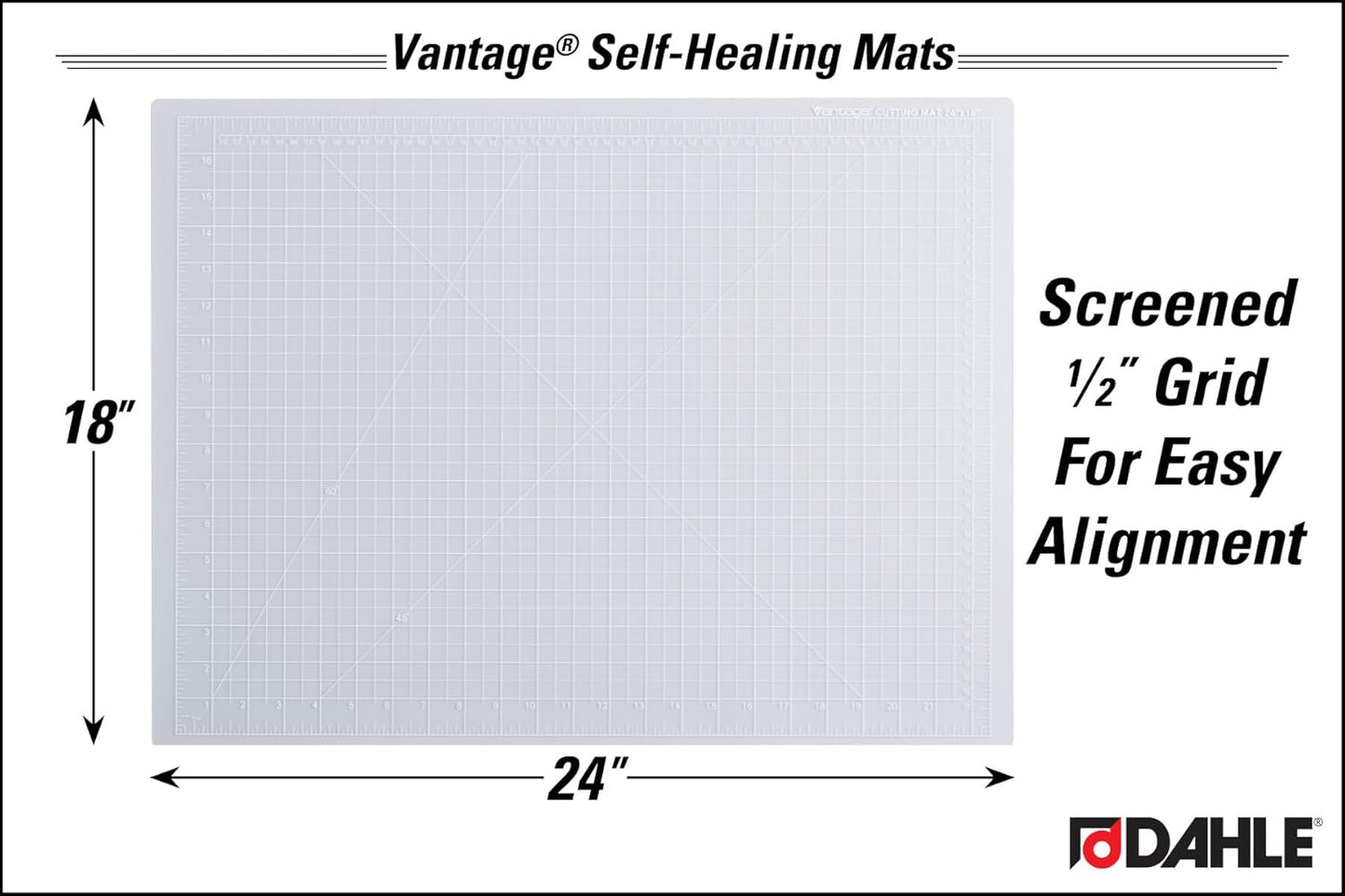 Dahle Vantage 10670 Premium Self-Healing Cutting Mat, 9"x12", 1/2" Grid, 5 Layers for Max Healing, Perfect for Crafts & Sewing, Black