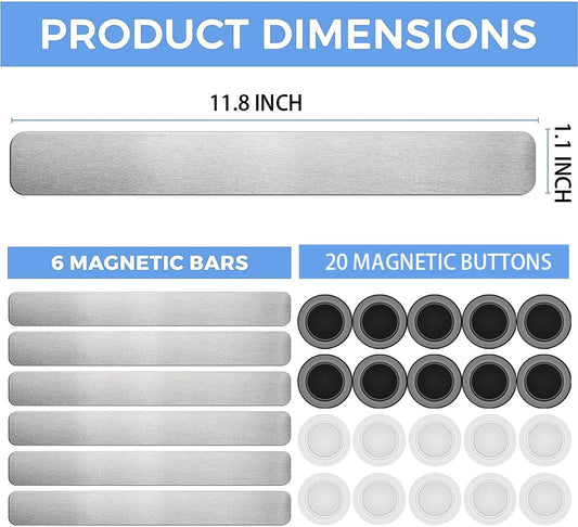 Stainless Iron Magnetic Display Board - Frameless Metal Magnet Boards with 20 Pcs Magnet Memo Strips for Office, Home, School