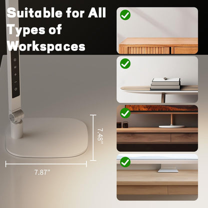 LitONES LED Desk Lamp for Home Office, Professional Eye-Caring Diffused Desk Light, 3 Color 10 Brightness Computer Light, Dimmable Office Lamp with Memory & Timer Func, Metal Swing Arm Table Lamp