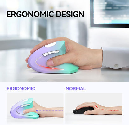 TECKNET Ergonomic Mouse, Wireless Bluetooth Vertical Mouse, 4800 DPI Optical Tracking, 6 Adjustable DPI, Quiet Clicks, 2.4GHz with USB A Receiver, 12 Months Battery, 6 Buttons, Wide Compatibility