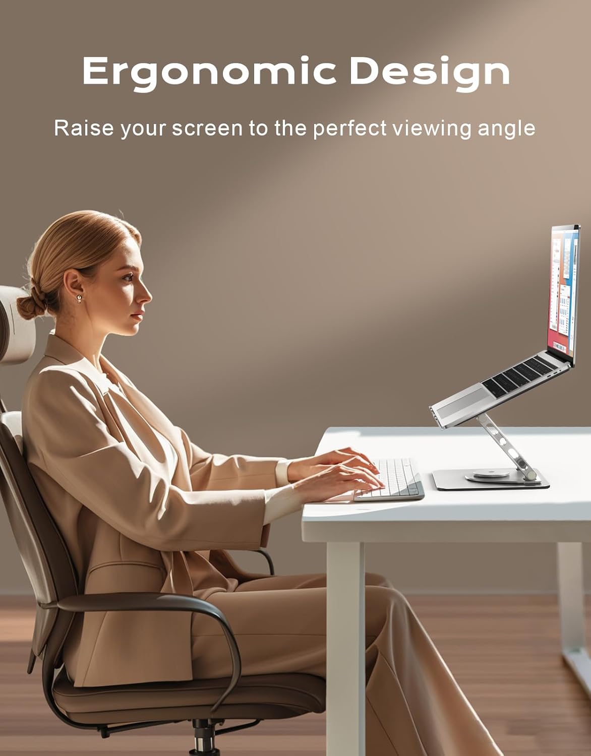 RIWUCT 360° Rotatable Laptop Stand for Desk Adjustable Height, Ergonomic Laptop Riser Holder with Dual-bar Support, Portable Computer Notebook Stand for MacBook Air Pro(10-16"), Gifts for Men/Dad