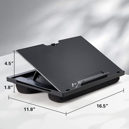 HUANUO Adjustable Lap Desk - with 6 Adjustable Angles, Detachable Mouse Pad, & Dual Cushions Laptop Stand for Car Laptop Desk, Work Table, Lap Writing Board & Drawing Desk on Sofa or Bed