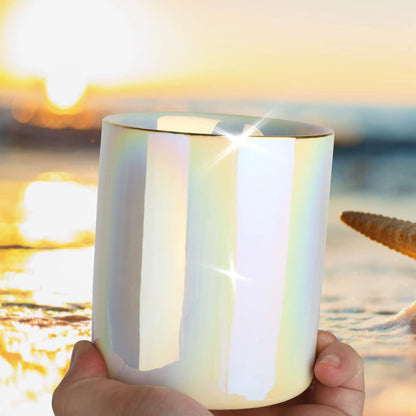 Gold Pencil Cup Sturdy Metal Frame With White Ceramic Pen Holder For Desks and kitchen Appliance Holders